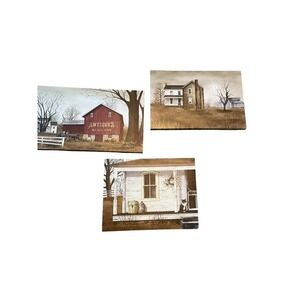 Billy Jacobs Farmhouse Canvas Set 3 Rustic Barn Primitive Wall Art